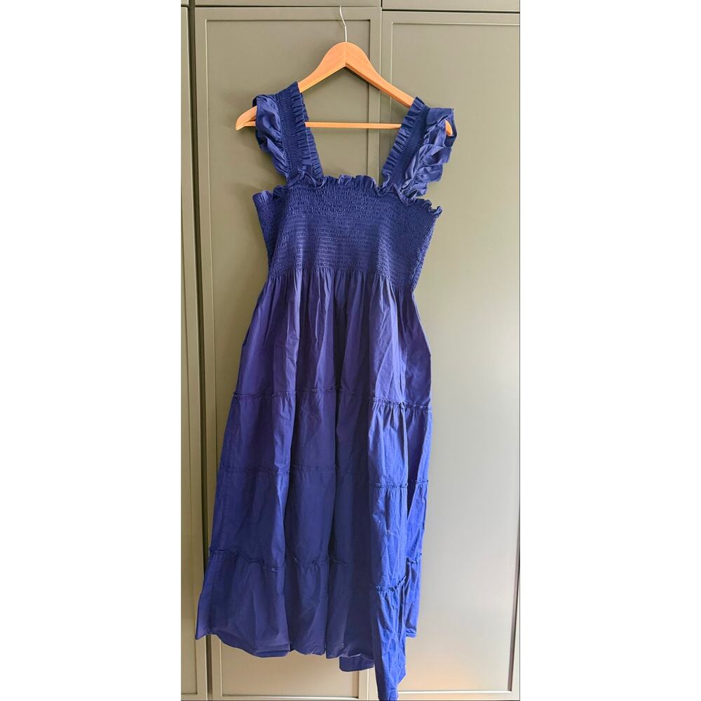 HILL HOUSE Home sz XL navy blue Ellie smocked Nap Dress EUC - Picture 5 of 5